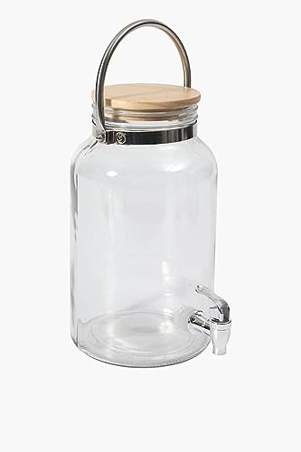 Image of Borosilicate Glass 5.5 LTR Water Jug with Handle, Juice Beverage Carafe with Stainless Steel Lid, Big Glass Iced Tea Pitcher, 1 Pcs Set (5.5 Liter Bamboo LID Detox)