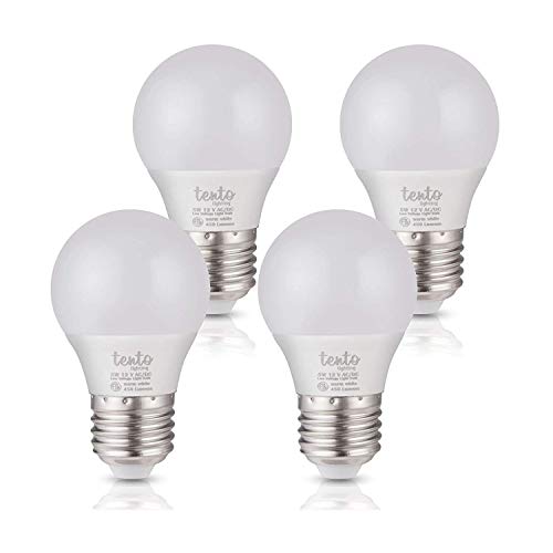 Tento 12v LED Bulbs E26/E27 Base Edison RV Interior Lighting, 4 Pack, Warm White, 5W (420 lm), 3000K