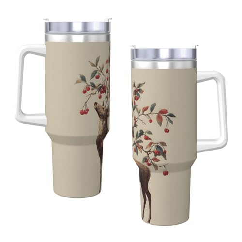 Vaso aislante inoxidable de 40 oz con asa y sorbete miniatura 3