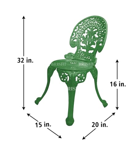 Image of BRISHI Cast Aluminium Garden Patio Seating Chair and Table Set for Balcony Outdoor Furniture with 1 Table and 4 Chair Set (Green)
