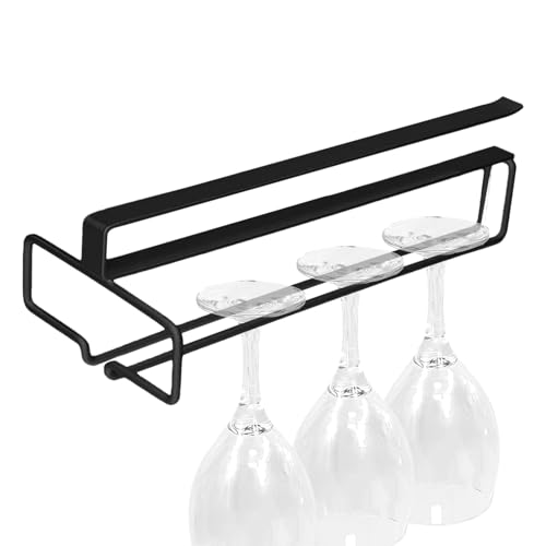 Soporte para copas de vino - Soporte para debajo de la base, colgador de tazas, un estante de almacenamiento que utiliza el espacio de manera efectiva, donde se coloca un soporte de metal debajo del