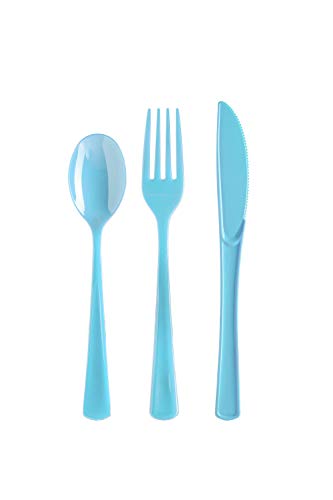 150 Pack Light Blue Plastic Utensils