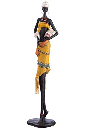 GILDE Figura Decorativa Grande y Moderna Escultura Africana XXL – decoración Africana de Resina – Estilo Africano – Altura 61 cm