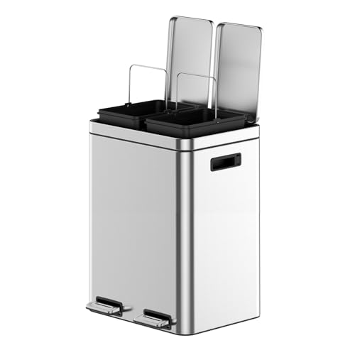 Caneca de basura rectangular de acero inoxidable 30L con tapa suave miniatura 5