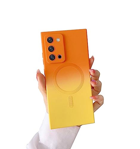 Doowear Galaxy Note 20 Case Magnetic [Support Magsafe Charger] Wireless Anti-Scratch Shockproof Camera Protection Gradient Silicon Phone Cover Case for Samsung Galaxy Note 20 6.7'-Orange