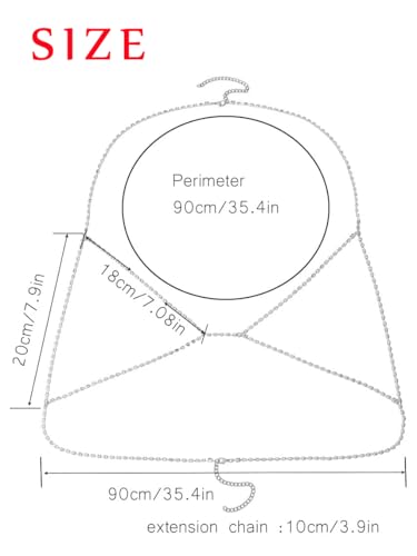 IYOU Sparkly Crystal Body Chain Silver Rhinestone Bling Bra Chain Sexy Bikini Nightclub Body Chain Accessories for Women and Girls