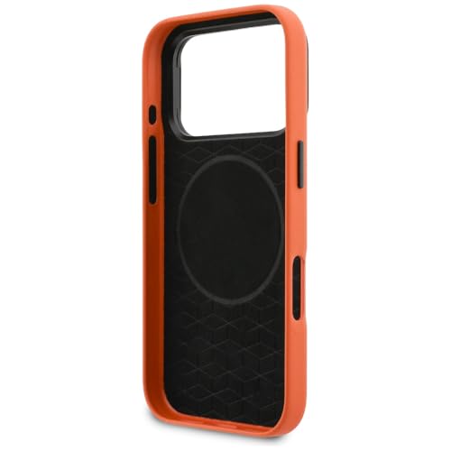 Image of CG MOBILE BMW [Official Licensed], Protective Case Designed for iPhone 17 Pro Max |Magnetic Compatible|M Collection|Full Wrapped Pu Leather Case Metal Camera Ring & Buttons with Metal Logos- Orange