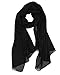 Women Lightweight Breathable Solid Color Black Soft Chiffon Long Fashion Scarves Sun-proof Shawls Wrap