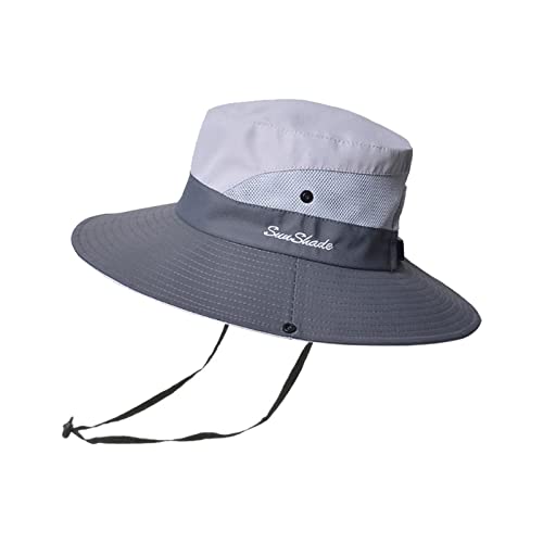 Vemisu - Sombrero de sol plegable, para exteriores, para coleta, para mujer, Gris,claro, Talla única