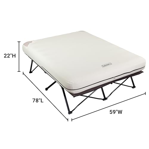 Image of Coleman Queen-Size Airbed Cot Combination, Folding Air Mattress with Steel Frame & Side Table, Battery Pump Included, Great for Camping, Lounging, Elevated Sleeping, Guests, & More
