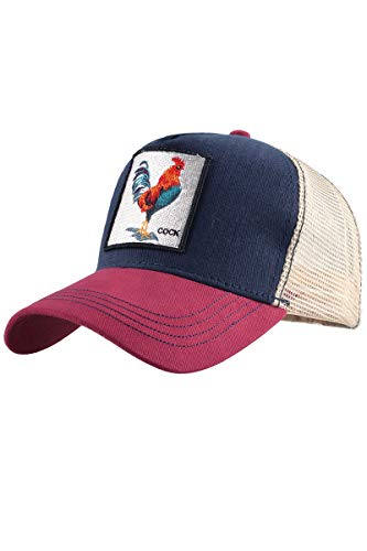 Embroidered Animal Rooster Baseball Cap Hip Hop Mesh Peaked Cap Trucker Cap Running Cap Outdoor Hat Mesh Cap,Red1,TAG F(Fits Like US F)