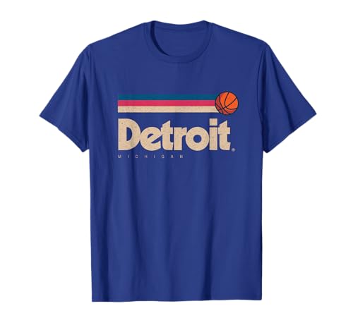 Blue Detroit Basketball B-Ball City Michigan Retro Detroit T-Shirt
