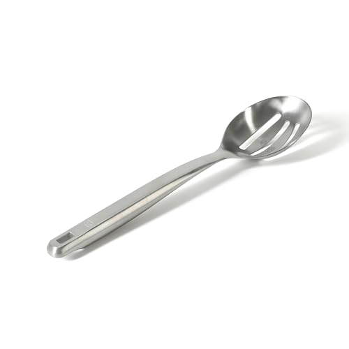 Image of Calphalon Prime Slotted Spoon Skimmer, Stainless Steel Straining Spoon, Heavy-Gauge Heat-Resistant Kitchen Spoon for Draining, Cooking & Serving, Weighted Handle for Control