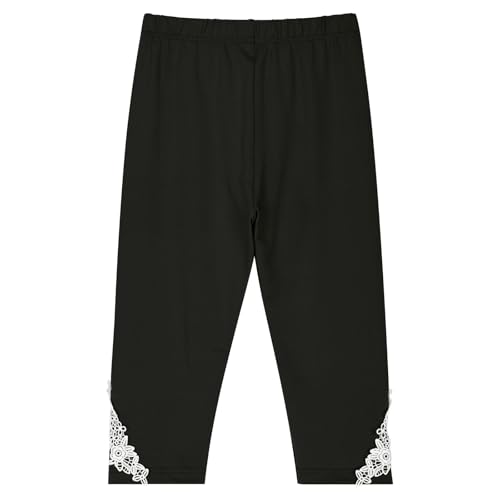 Girls Cropped Leggings Lace Bottoms Trim Yoga Capris Leggings Stretchy High Waist Skinny Tights Pants for Teen Kids2