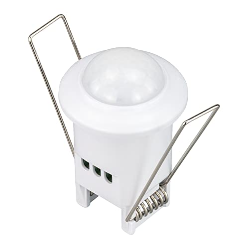 POPP® Electric Detector Mini PIR Sensor de Movimiento de Techo 360º 6M Empotrable Interior Corte ø33MM, 3-2000LUX IP20, Ajustable 10sec.-17min. (Pack 1 Unidad)