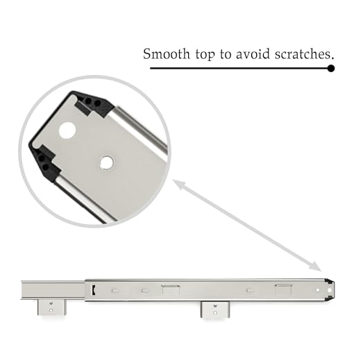 FRMSAET Heavy Duty 12/14/16/18 inches Thickness Steel Construction Ball Bearing Keyboard Slides Keyboard Drawer Slides Tray Accessories Cabinet Furniture Hardware Rails (16 inches, Silver)