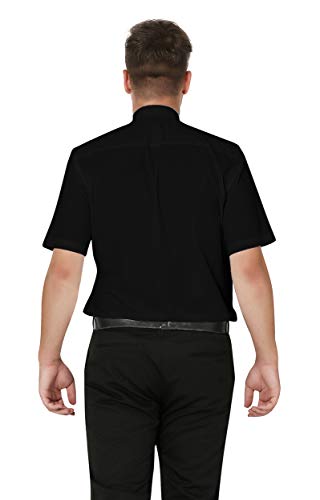 Ivyrobes Men's Short Sleeves Tab Collar Clergy Shirt Xxx-Large Black (Necksize 17") #TOP1