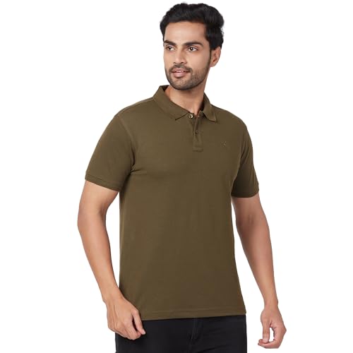 Image of Parx Men's Regular Fit Solid Pattern Polyester Blend Half Sleeve Polo Neck Casual T-Shirt