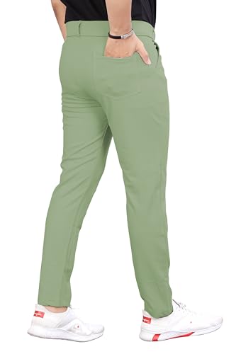 Image of Men's Slim Fit Formal Trousers | Mid-Rise Solid Bottoms with Button Closure | Stylish Office Pants [Pack of 1]