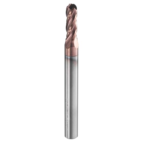 Image of HARFINGTON Ball Nose End Mill 4 Flute 13 /64 inch Diameter 1 /4 inch Shank Tungsten Carbide Uncoated Spiral CNC Router Bits 5 /8 inch Cutting Length Single End Ball for Carving Engraving Grinding