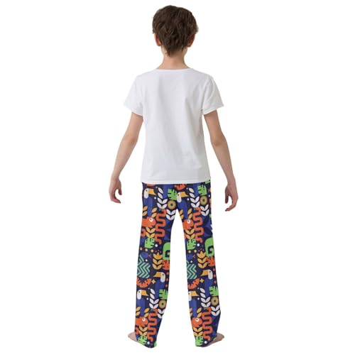 Chameleon Parrot Boys Long Pants Soft Trousers Elastic Waist Kids Lounge Bottoms with Pockets S-XL3