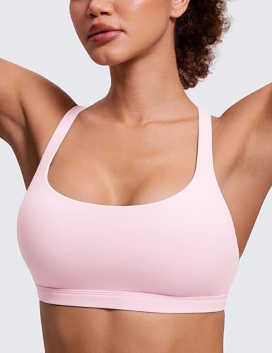 Image of CRZ YOGA Naked Feeling Strappy Sports Bras for Women - Criss Cross Back Wireless Padded Cami Yoga Workout Top