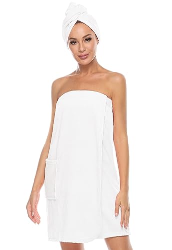 Image of Orrpally Women Shower Wrap Robe Bath Wrap Towel Spa Body Wrap Adjustable Closure Bathrobe