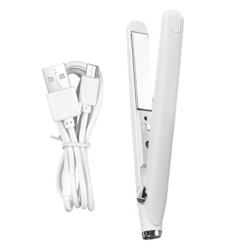 Mini ferro da stiro per capelli corti, bigodino per capelli portatili, strumento di curling raddrizzante, comodità alimentare USB, piastre in ceramica a riscaldamento rapido, 19x2x4 cm, per uso quotid