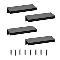 4 Stück Möbelgriffe Versteckter Türgriff Schrankgriffe Aluminium Schubladengriff Versteckter Griffe Unsichtbare Möbelgriffe Küchengriffe - Schwarz, 8cm(Rechtwinklige Kante)