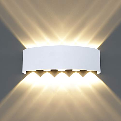 HAWEE Moderne Imperméable Lampe Murale LED Applique Murale Up Down Aluminium Lèche-murs LED Intérieur Extérieur pour Salle de Bains Chambre à Coucher Couloir Salon...