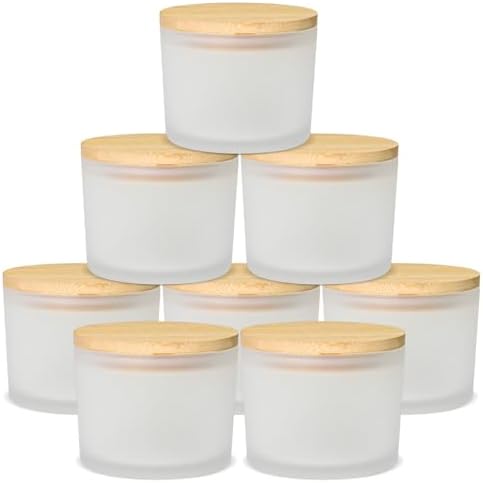 SUPMIND 12 fl.oz Candle Jars, 8 Pack Large Frosted Empty Glass Ja...