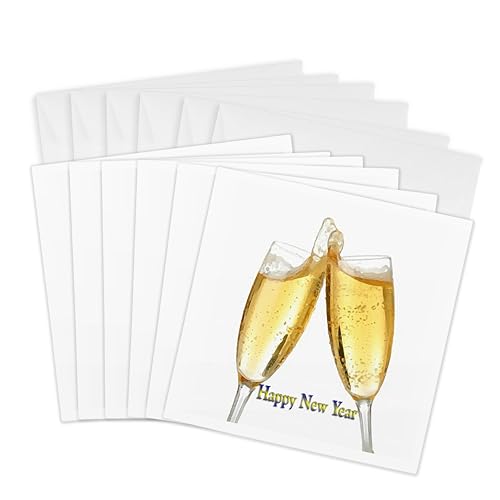 3dRose 8 x 8 x 0.25 Inches Happy New Year Greeting Cards, Set of 6 (gc_4573_1)