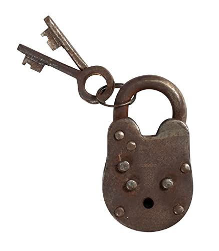 Artisan Owl Cast Iron Sing Sing Prison Padlock with 2 Working Keys - Antique Rustic Finish Heavy-Duty Lock for Collectors - Vintage Style Hardware