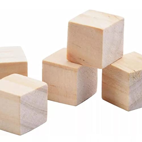 100 Peças 2 Cm Cubos Quadrados de Madeira Inacabados Blocos Quadrados de Madeira para Artesanato par
