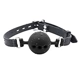 Perfeclan Silikon Mundball für Männer, Frauen, Erwachsene, PU Leder Umhängeband, Schwarz