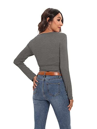 Image of Famulily Women's Sexy Deep V Neck Bandage Surplice Wrap Crop Top