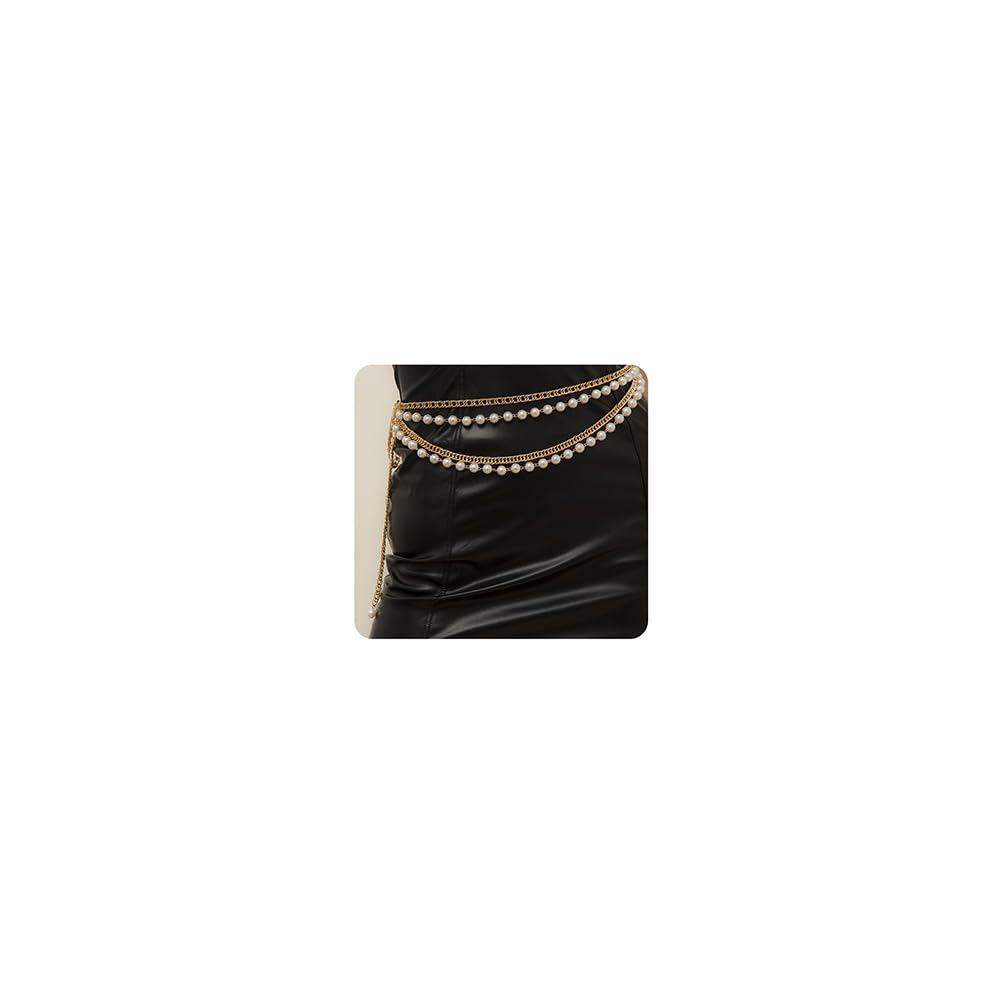 Layering Pearl Waist Chain Bohemian Multilayered Belly Chain for Women Simulated Imitation Pearl Body Chain-image-20