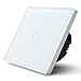 BSEED Interrupteur Tactile Non-WIFI à Panneau de Verre Pour un Usage Domestique Puissance de Charge 3-300W 1 Gang 1-voie(Max. Derniers 300 W) Blanc
