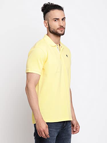 Image of Cantabil Men's Cotton Blend Solid Polo Neck T-Shirt (Regular Fit)