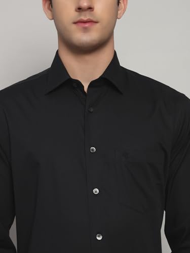 Image of Cantabil Formal Shirt for Men | Breathable & Soft with Color Fastness Regular Fit Cotton Fabric Solid Pattern (P MSHF00364F)