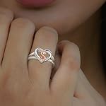 INFUSEU 925 Sterling Silver Initial Heart Ring for Women Girls, Adjustable Size - Image 3