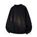 Men's Waffle Knit Henley Shirts Oversized Long Sleeve Sweatshirt Fashion Quarter Button Solid Pullover Tops Black