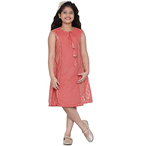 Image of Bitiya By Bhama Baby-Girl's Cotton Blend Fit and Flare Midi Casual Dress