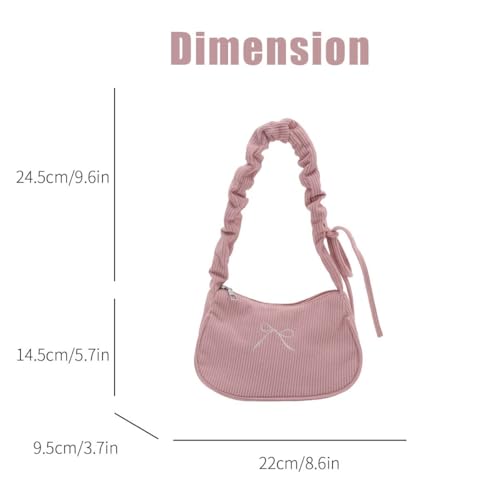 Bolso bandolera pequeño para mujer, estilo coquette con lazo, Y2K, bolso de felpa, clutch, tote y hobo miniatura 5