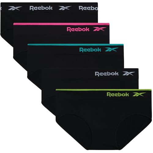Image of Reebok Womens Hipster Panties 5 Pack Soft Stretch Underwear for Women | Moisture wicking hipster briefs with a tagless relaxed waistband Soft stretch fabric with a smooth, barely-there fit all day.