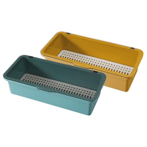 QUMIIRITY 2個 多機能箸収納ケース 食卓用カトラリーボックス 滑らか仕上げ耐キズプラスチック製 カウンタートップ用整理用品 色 黄色