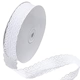DOPENSPI 3cm x 45m Spitzenband Weiß, Vintage Spitze Spitzenborte Dekoband Zierband Schleifenband Hochzeit Spitzenstoff Spitzenbordüre Zum Nähen für Hochzeit Tischdeko Basteln Geschenkband(Weiß)