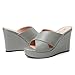 MODENCOCO Women's 4 Inch Wedge Platform Casual Open Toe Slip On Fashion Matte High Heel Heeled Dressy Sandals Grey Size 13 - Calzado para Mujer Tacon
