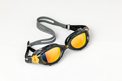 Zoggs Predator Flex Adult Swimming Goggles, Grey/Black/Mirrored Orange - Image 3