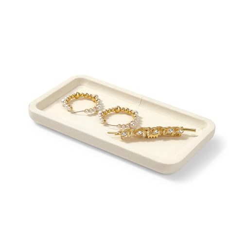 Microfiber Jewelry Trays Stackable Jewelry Display Tray Jewelry Bracelet Necklace Tray Organizer Ring Earring Necklace Organizer Tray Jewelry Trays For Drawers (Beige